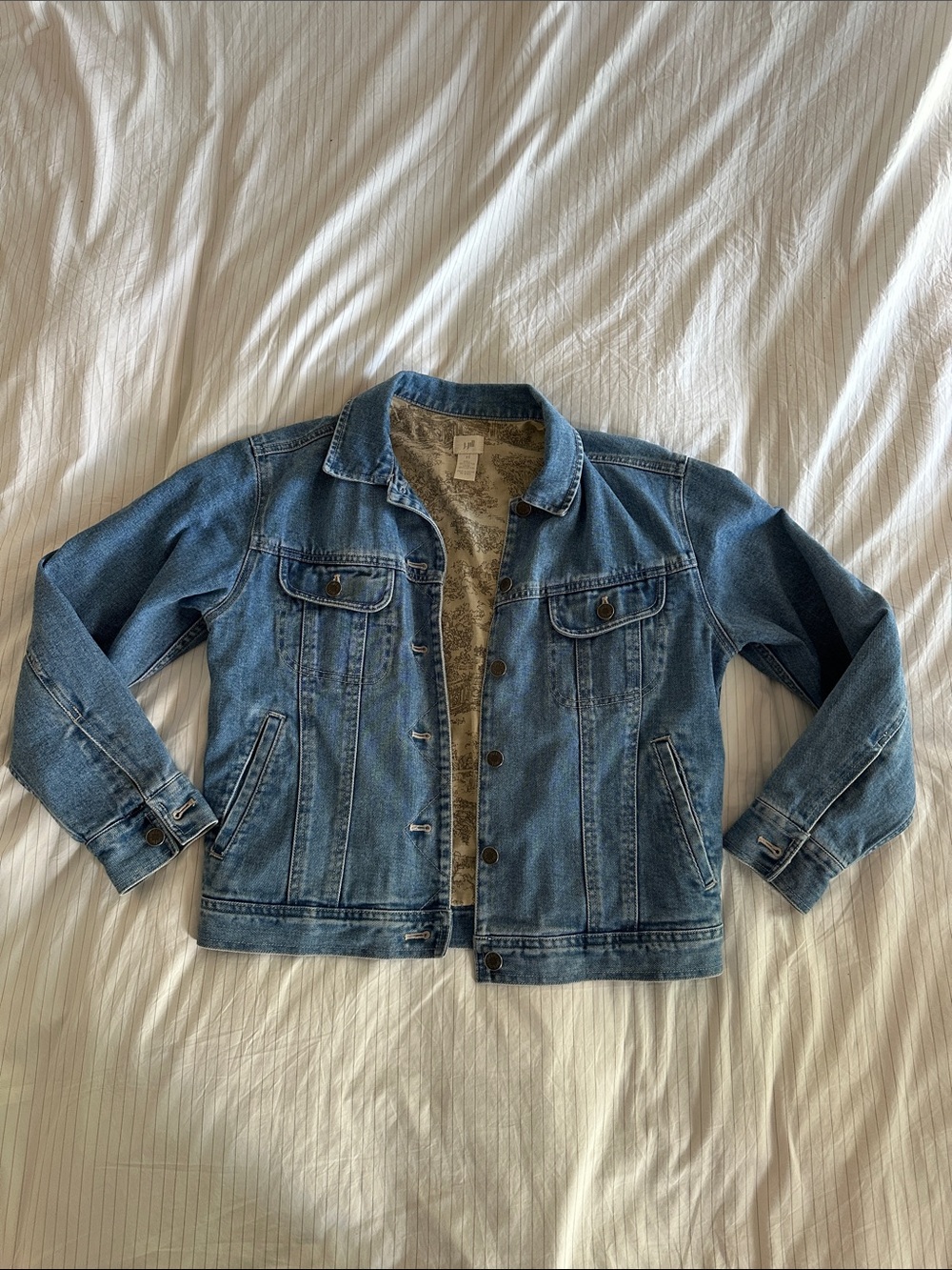 J. Jill - Light Blue Denim Jacket with Printed Lining - XS